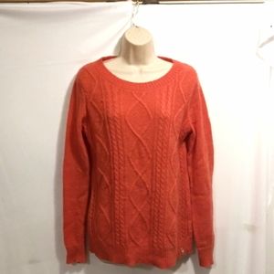 Medium Womens Coral Crew-neck Woolrich Sweater